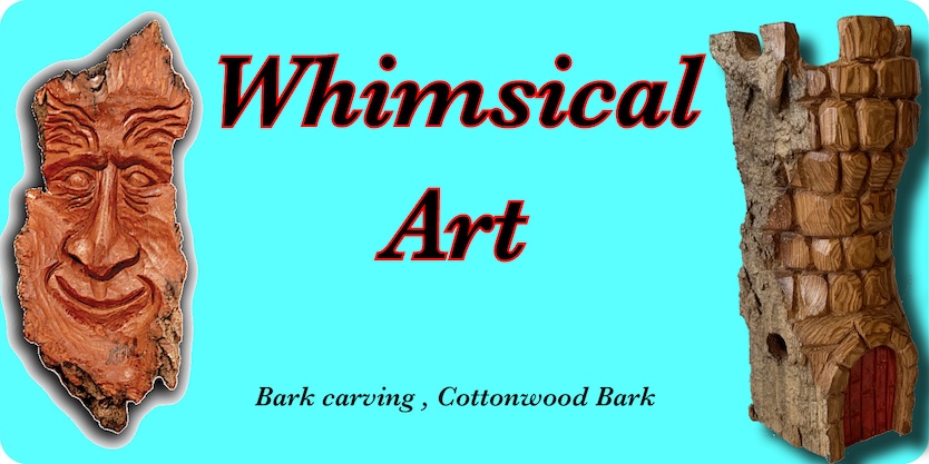 Whimsical carvings and art, from bark carvings to wands and so much more